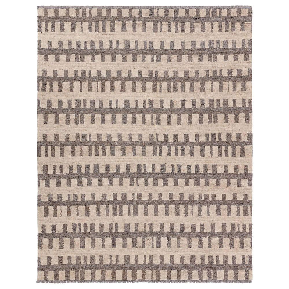 Jaipur Hadi Emir 9" x 12" Feather Gray, Bungee Cord and Almond Milk Area Rug, , large