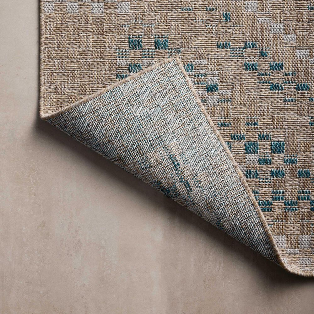 Amber Lewis x Loloi Topanga 5&#39;3&quot; x 7&#39;6&quot; Natural and Aqua Indoor/Outdoor Area Rug, , large