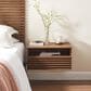 Modway Render 1 Drawer  and Shelf Wall Mount Nightstand in Walnut, , large