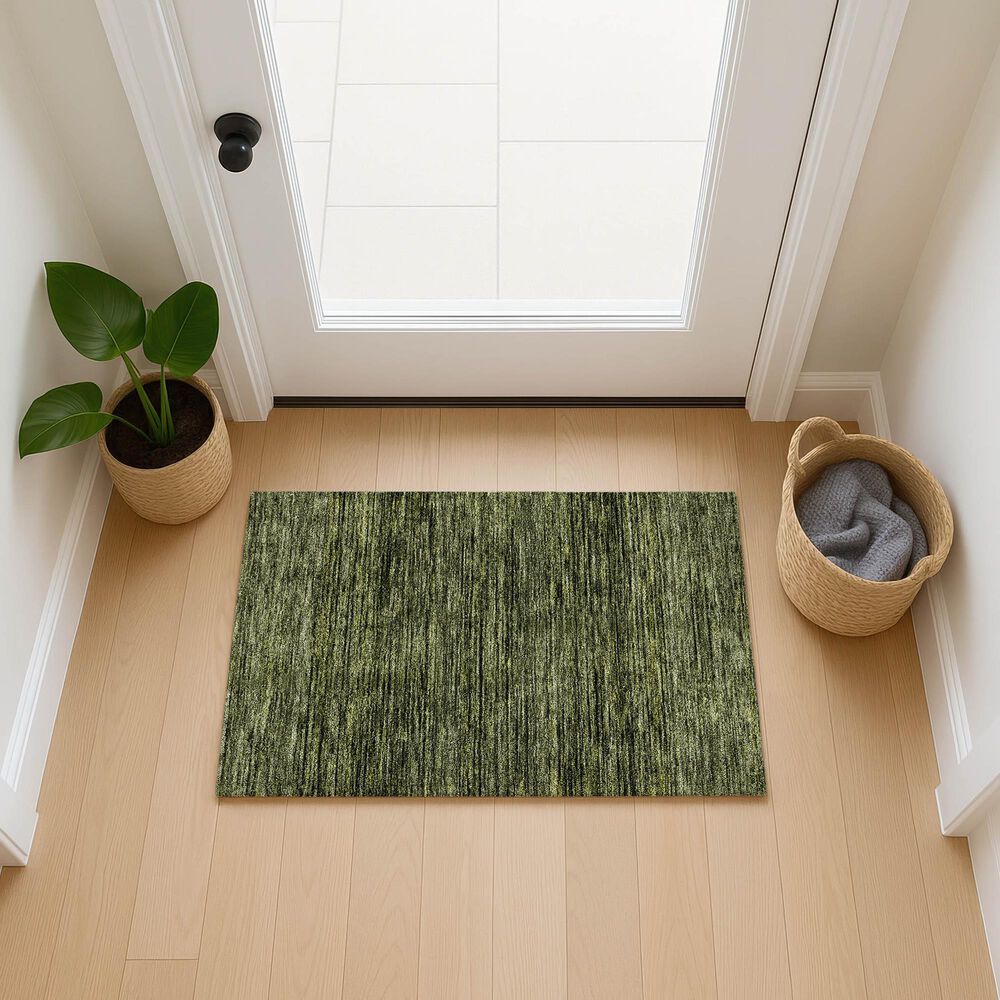 Dalyn Rug Company Soft Essentials Solid Olive 2'6" x 3'10" Indoor/Outdoor Area Rug, , large