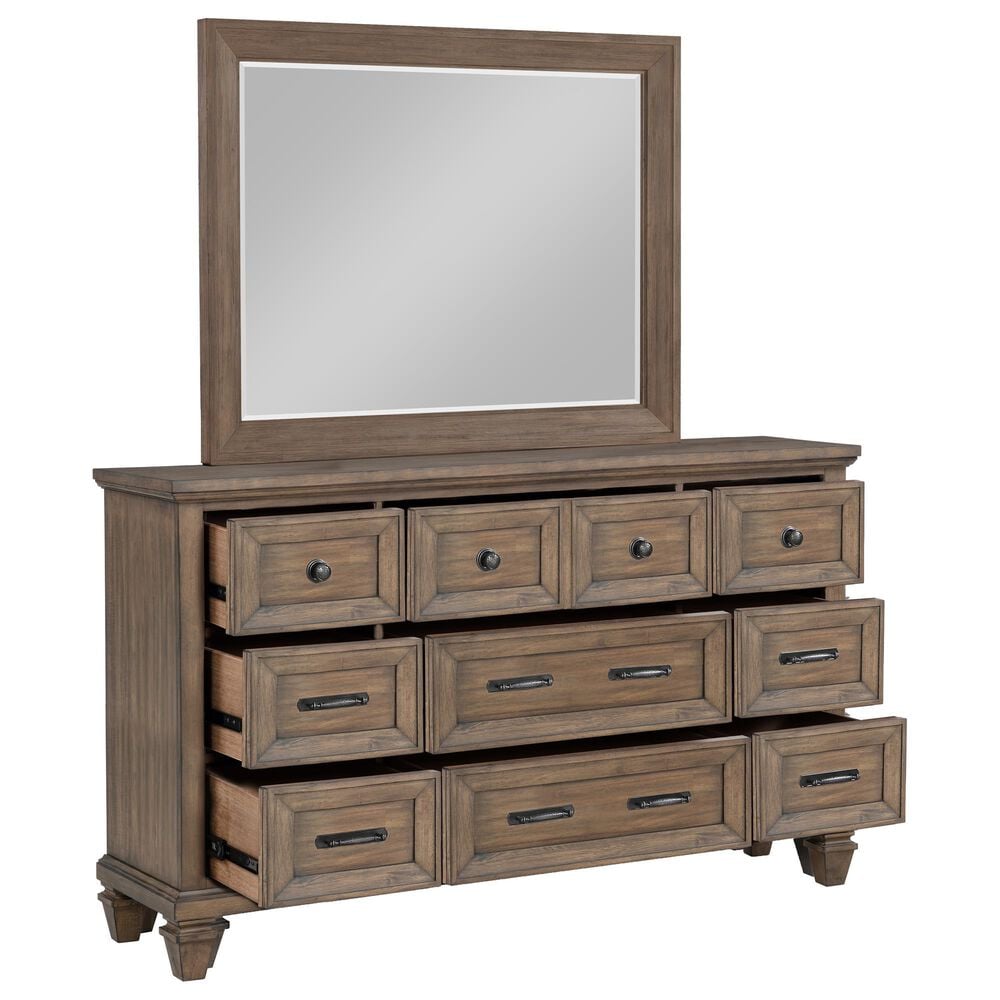 New Heritage Design Mariana 9-Drawer Dresser and Mirror in Vintage Mocha, , large