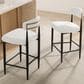 Morden Fort 26" Armless Counter Stool with White Boucle Fabric in Black and Gold (Set of 2), , large