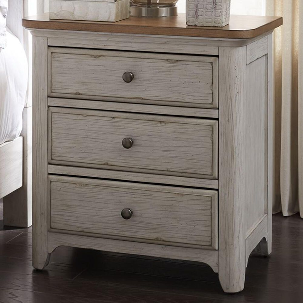 Belle Furnishings Farmhouse Reimagined 3 Drawer Night Stand with Charging Station in White, , large
