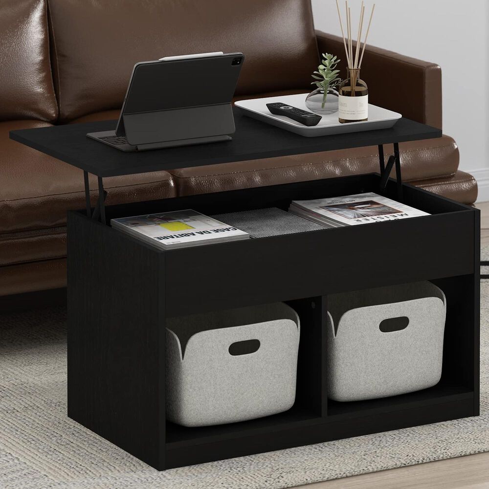 HOMLUX 2-Cube Lift Top Coffee Table in Americano, , large