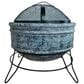 Alfresco Home Earthenware Large Plain Fire Pit in Blue Tornado, , large