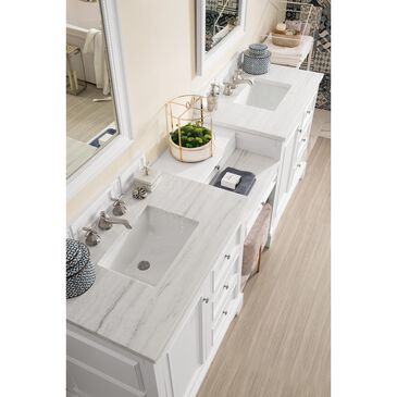 James Martin De Soto 94" Double Bathroom Vanity in Bright White with 3 cm Arctic Fall Solid Surface Top, , large