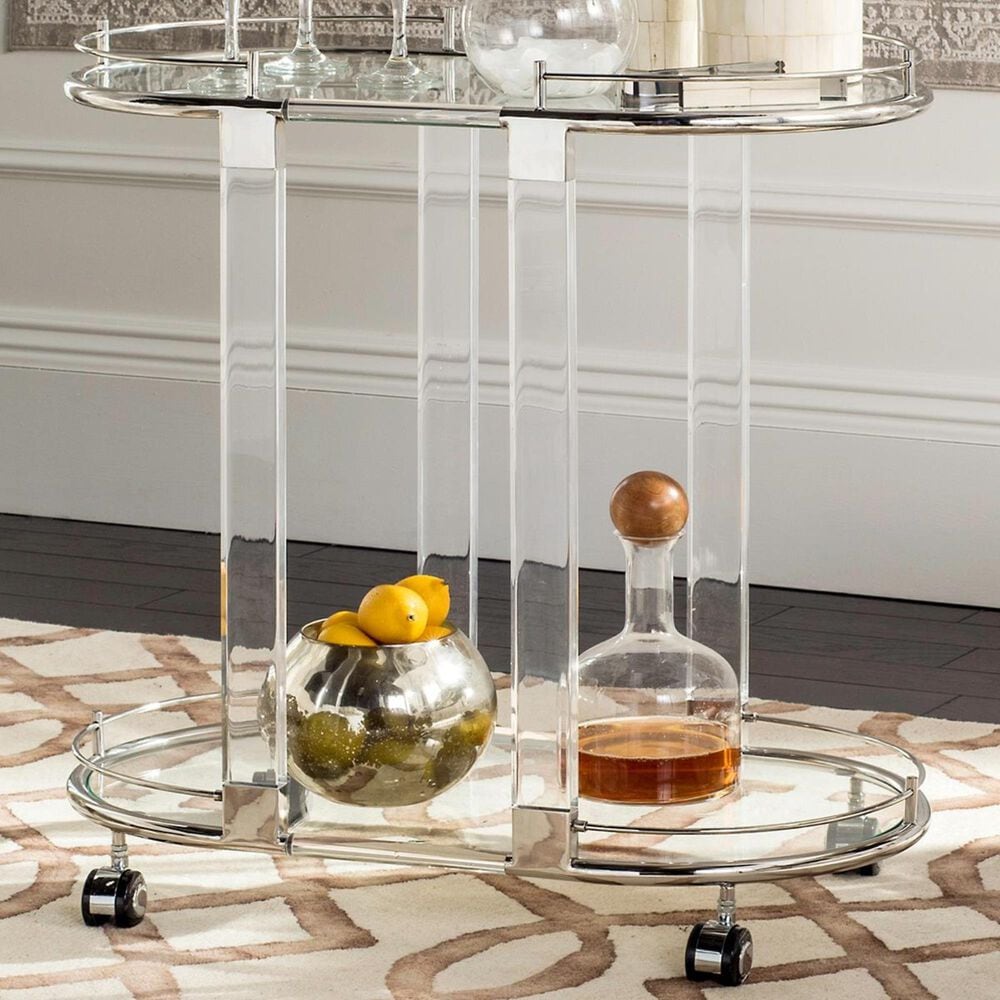 Safavieh Lennon Acrylic Bar Trolley in Chrome, , large