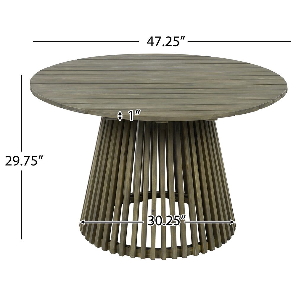 Hearth and Haven Outdoor Round Dining Table in Grey - Table Only, , large