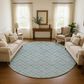 Dalyn Rug Company Soft Essentials Plaid Teal 8" Round Indoor/Outdoor Area Rug, , large