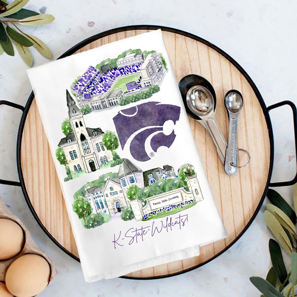 Valiant Gifts Kansas State Tea Towel in Purple, , large
