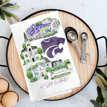 Valiant Gifts Kansas State Tea Towel in Purple, , large