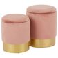 Lumisource Marla 2-Piece Nesting Ottoman Set in Pink Velvet and Gold, , large