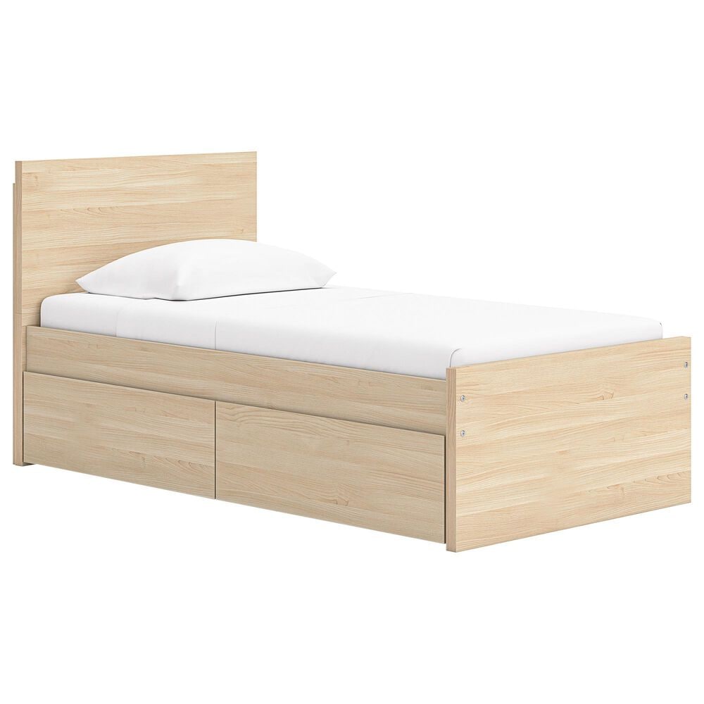 Ashley Onita Twin Panel Platform Bed with 1 Side Storage in Natural, , large