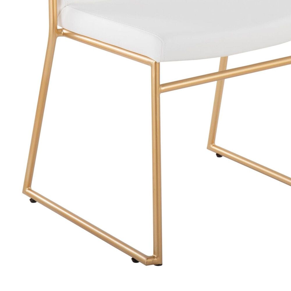 LumiSource Dutchess Side Chair with White Faux Leather Cushion in Gold (Set of 2), , large