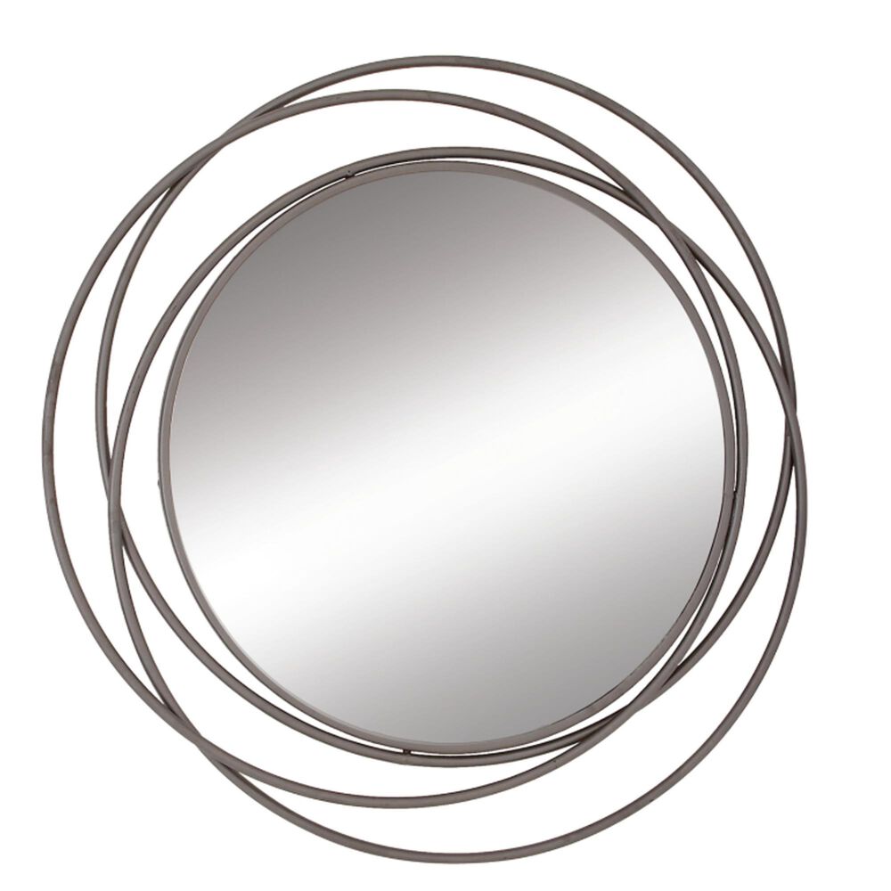 Maple and Jade Metal Round Wall Mirror, , large