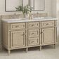 James Martin Vanities Lorelai 60" Double Vanity in Whitewashed Oak with 3 cm Eternal Jasmine Pearl Quartz Top, , large