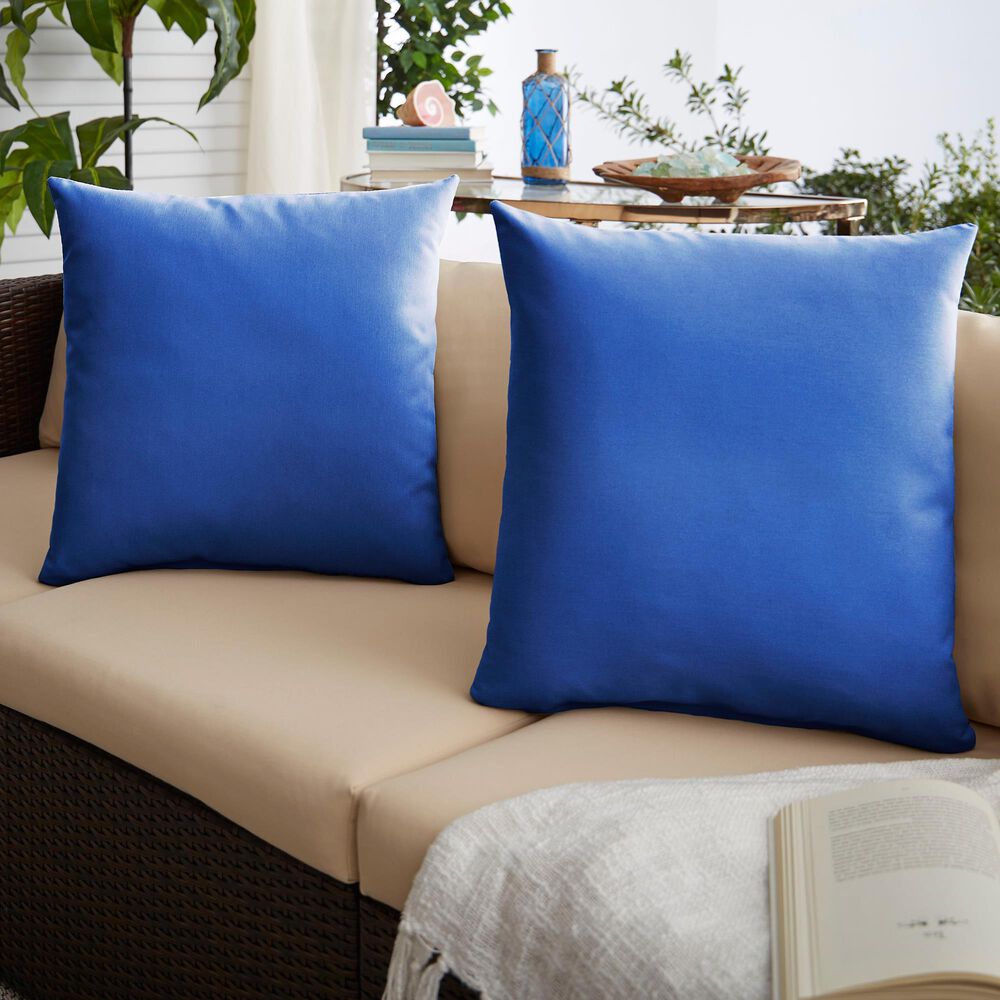 Sorra Home Sunbrella 22" Pillow in Canvas True Blue (Set of 2), , large