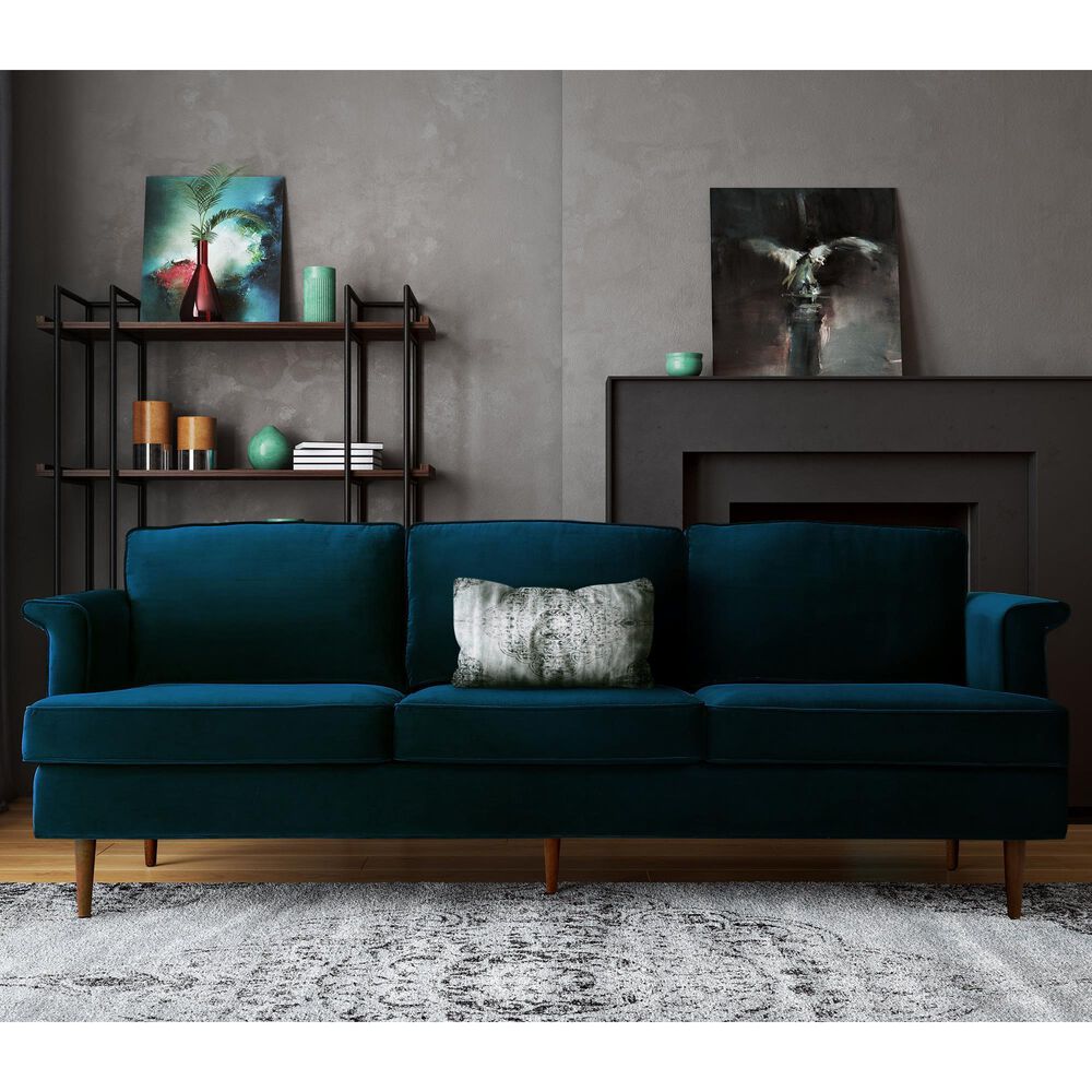 Tov Furniture Porter Velvet Sofa in Navy Nebraska Furniture Mart