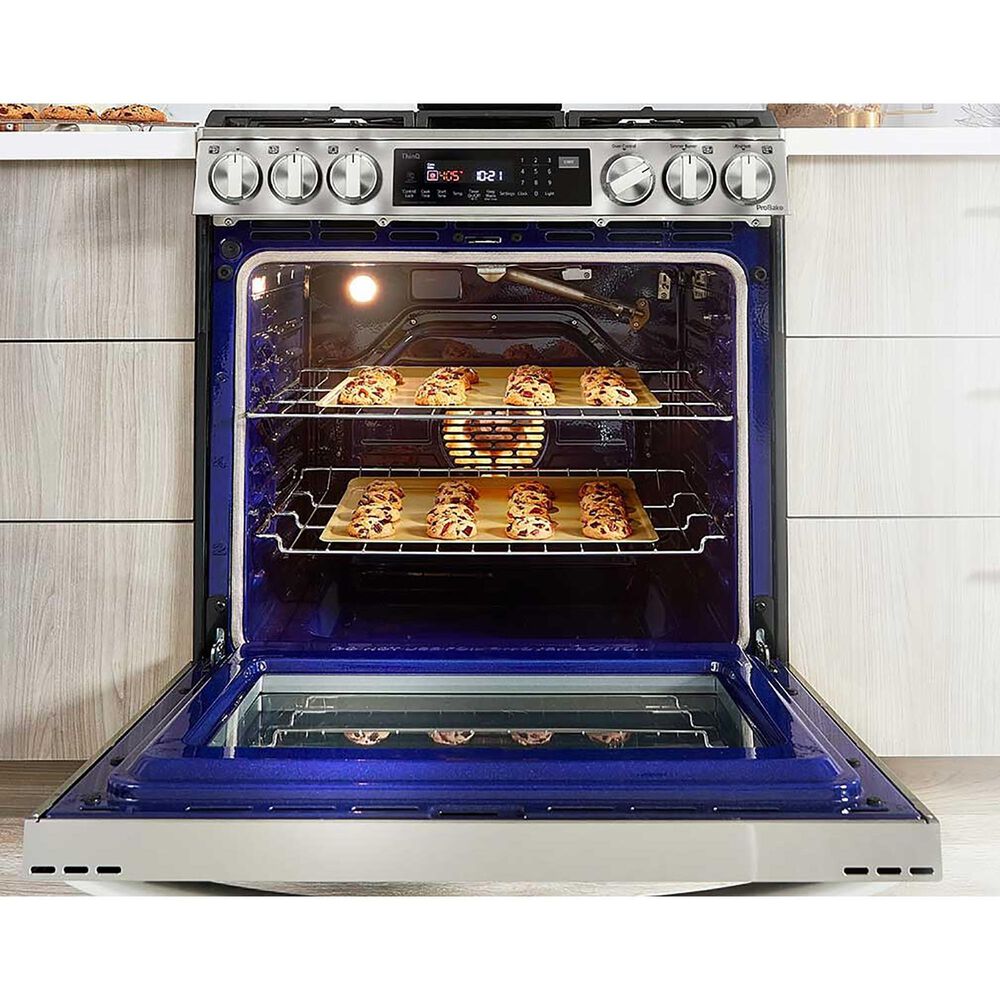 LG 6.3 Cu. Ft. Convection InstaView Dual Fuel SlideIn Range in Print Proof Stainless Steel