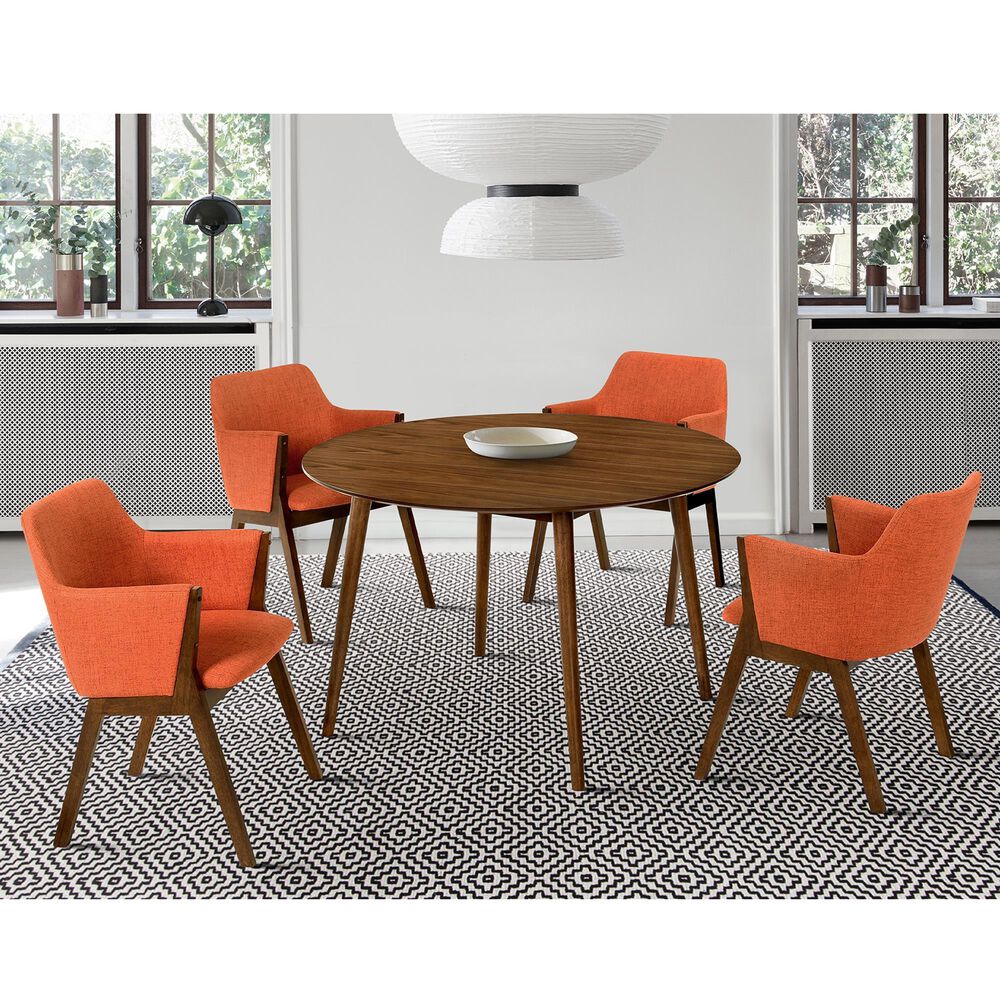 Blue River Arcadia and Renzo 5-Piece 48&quot; Dining Set with Charcoal Cushion in Walnut, , large