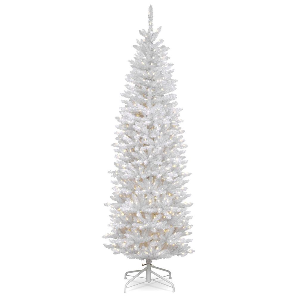 National Tree 7.5" Kingswood White Fir Pencil Tree with 350 White Lights, , large