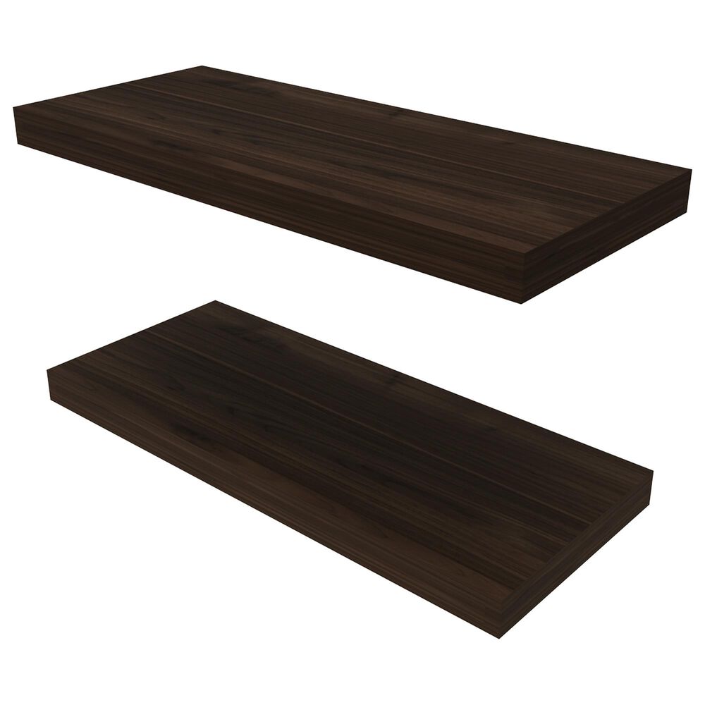 Hearth and Haven Ecco32" Floating Wall Shelf with Concealed Mounting in Dark Oak (Set of 2), , large