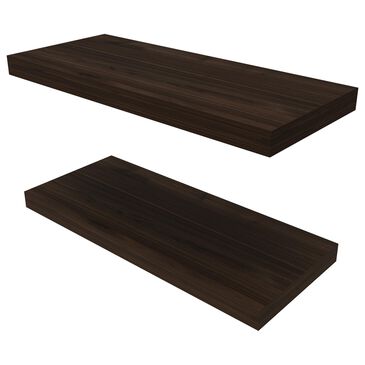 Hearth and Haven Ecco32" Floating Wall Shelf with Concealed Mounting in Dark Oak (Set of 2), , large