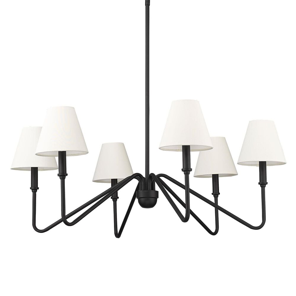 Golden Lighting Kennedy 6-Light Chandelier with Ivory Shade in Natural Black, , large