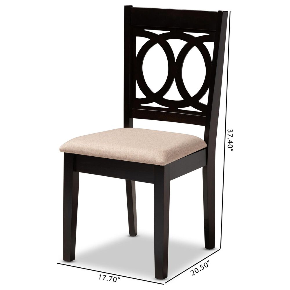 Baxton Studio Lenoir Side Chair with Sand Cushion in Espresso Brown (Set of 4), , large