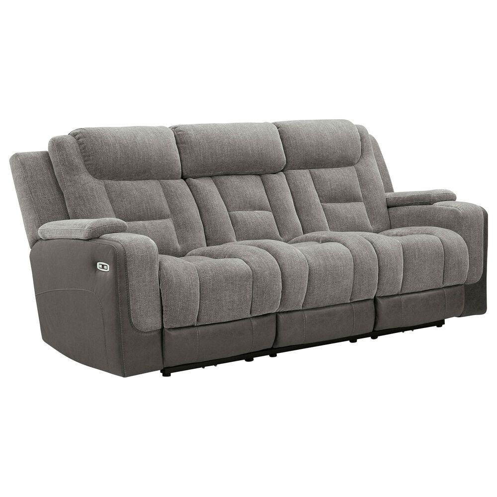 Ashley Mixed Motion Power Reclining Sofa in Shadow, , large