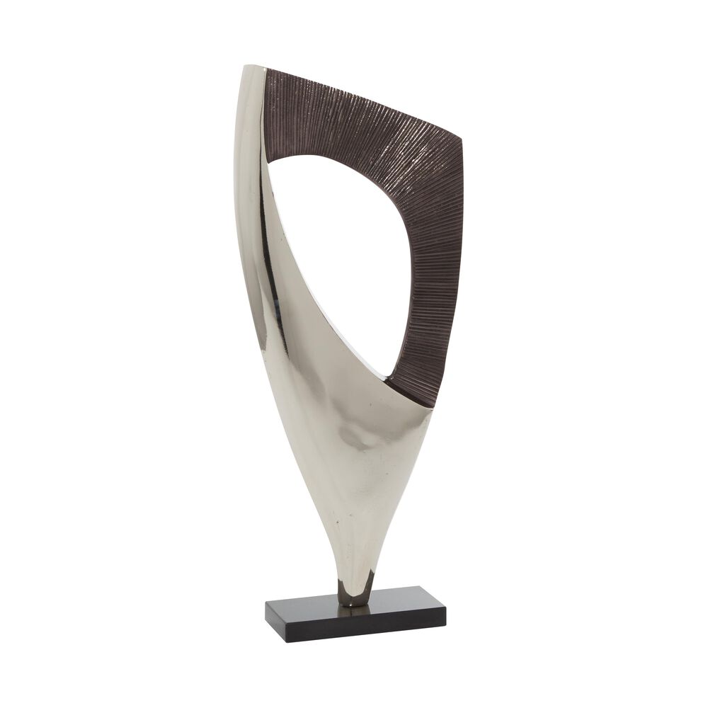 Maple and Jade 22" Contemporary Aluminum Sculpture in Black and Silver, , large