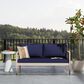 Linon Home Decor Teagon 2-Seater Outdoor Sofa with Blue Cushions in Whitewash, , large