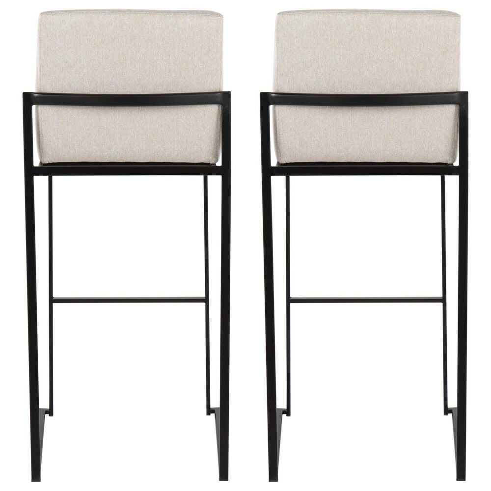 Lumisource Fuji High Back Barstool with Beige Fabric in Black &#40;Set of 2&#41;, , large