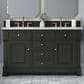 James Martin Vanities Brookfield 60" Double Bathroom Vanity in Black Onyx with 3 cm Lime Delight Quartz Top and Rectangular Sinks, , large