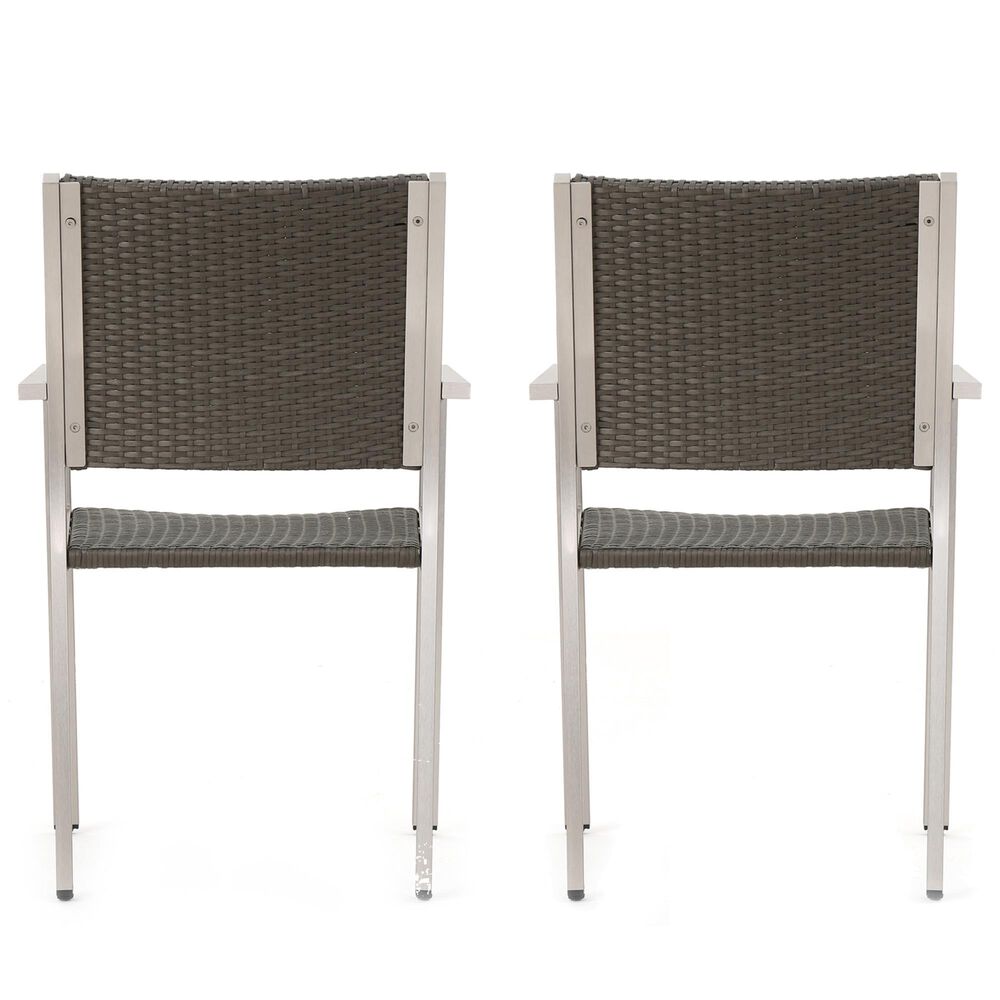 Hearth and Haven Cape Coral Outdoor Wicker Dining Chair in Grey &#40;Set of 2&#41;, , large