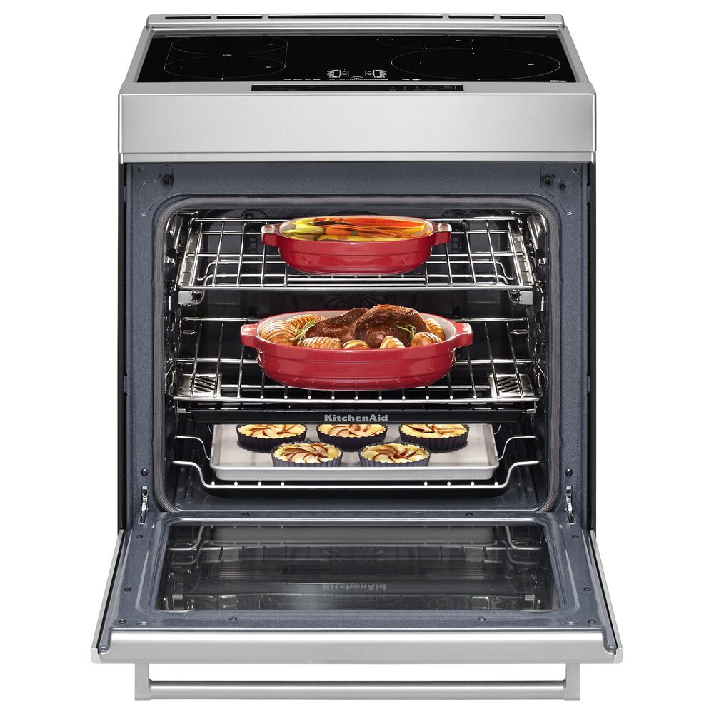 KitchenAid 2-Piece Kitchen Package with 6.4 Cu. Ft. Slide-In 4-Element Electric Range and 1.1 Cu. Ft. Over-The-Range Microwave Oven in Stainless Steel, , large