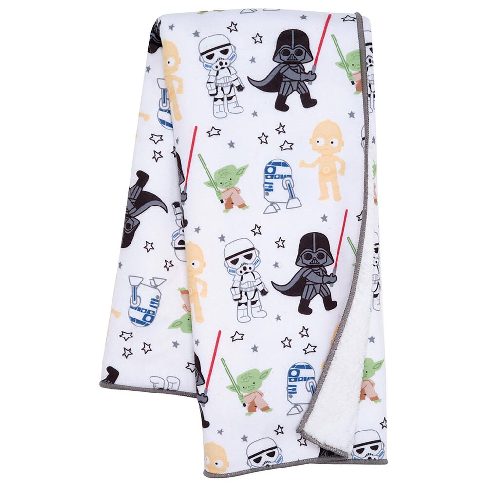 Lambs and Ivy Star Wars Classic Fleece Baby Crib Blanket in Gray, Green, White and Black, , large