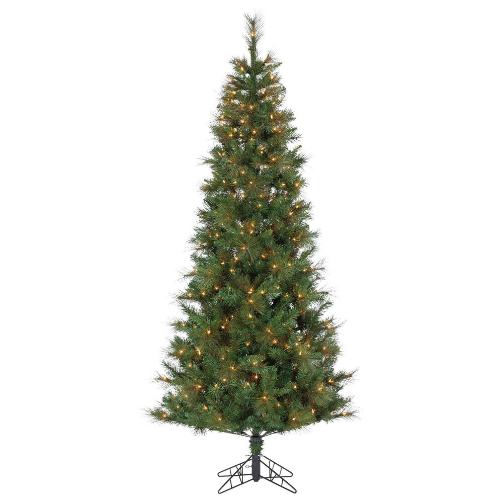 The Gerson Company 7.5" Pre-Lit Baxter Pine Christmas Tree in Green, , large
