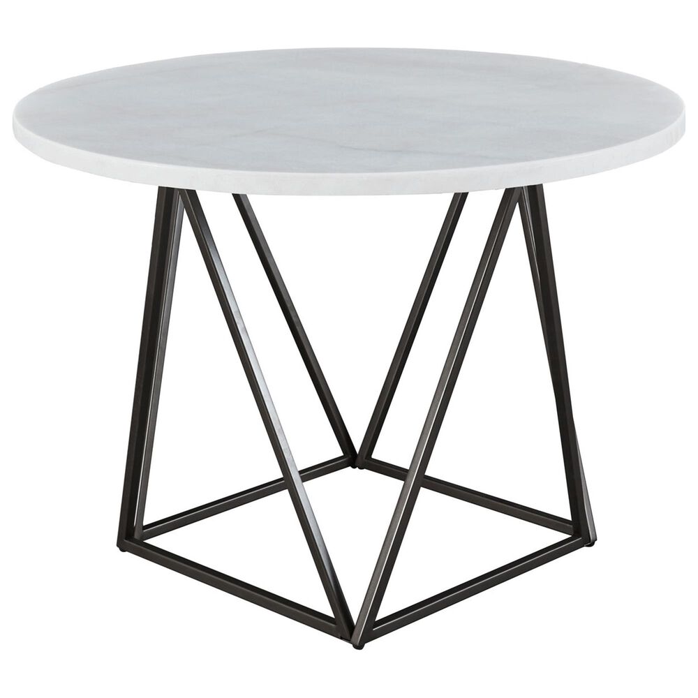 Steve Silver Ramona 44" Round Dining Table in Deep Bronze and White, , large