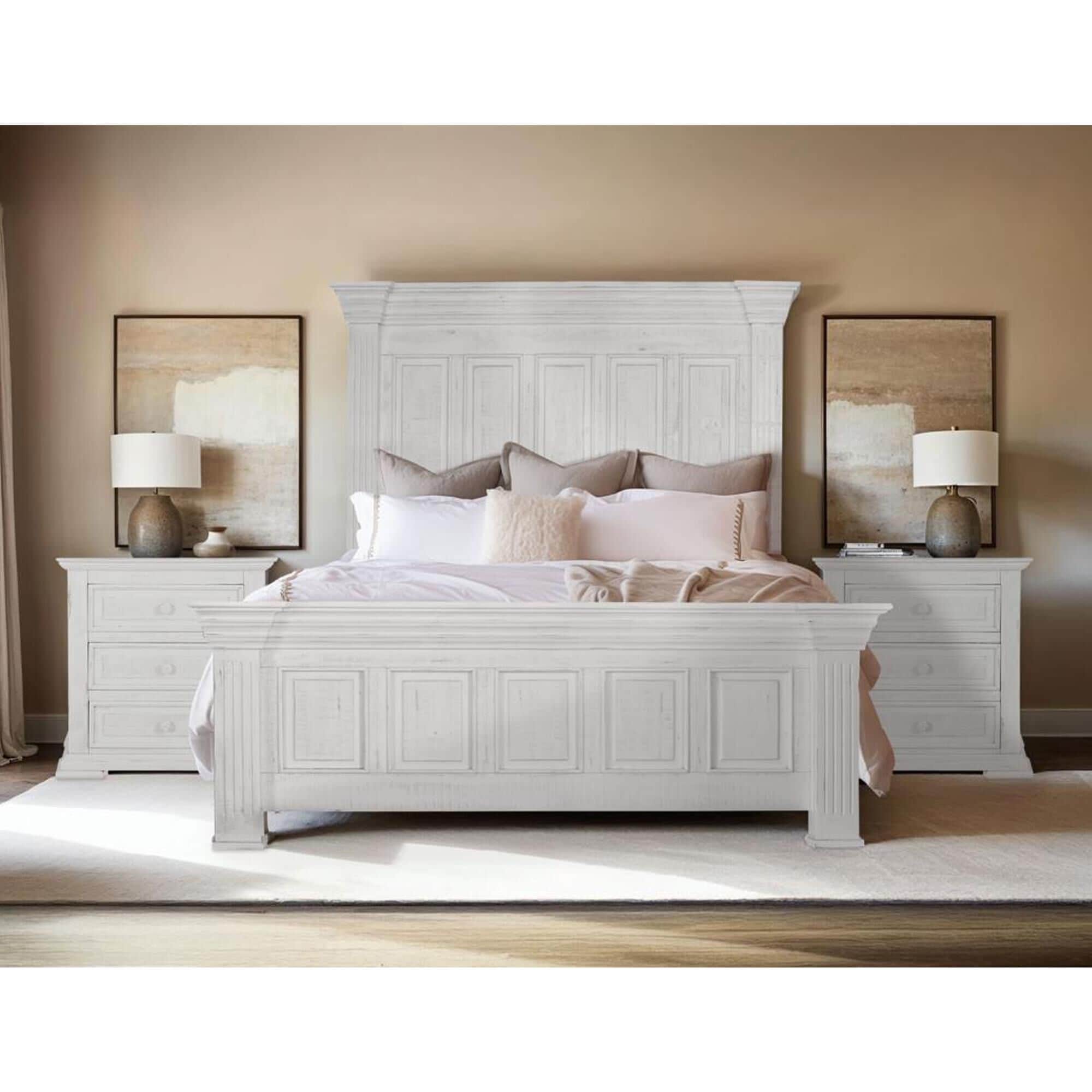 Fallridge Terra White King Bed in Vintage White