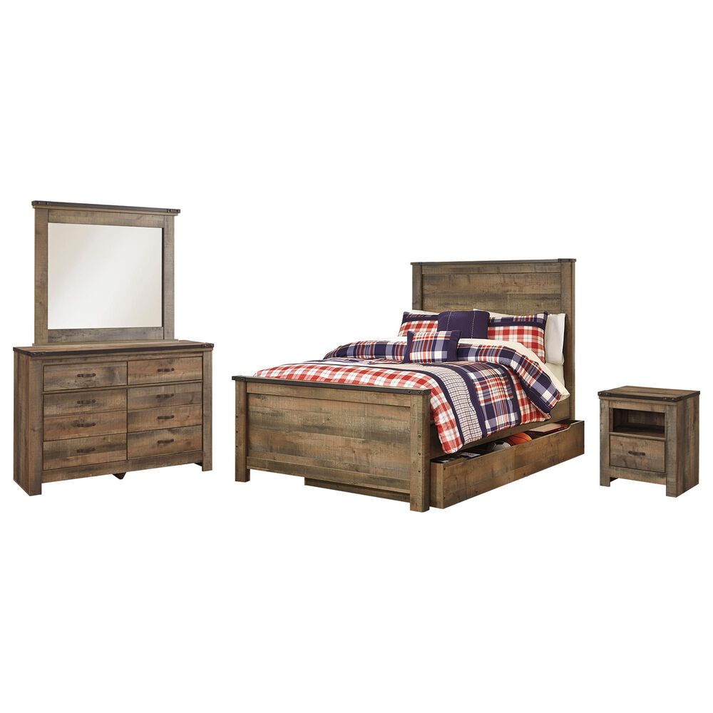 Ashley Trinell 4-Piece Twin Storage Bedroom Set in Brown, , large