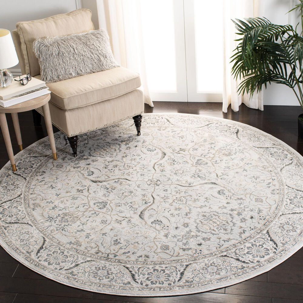 Safavieh Isabella  6&#39;7&quot; Round Light Grey and Cream Area Rug, , large