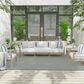 Nourison Courtyard Ivory and Aqua 6" x 9" Indoor/Outdoor Area Rug, , large