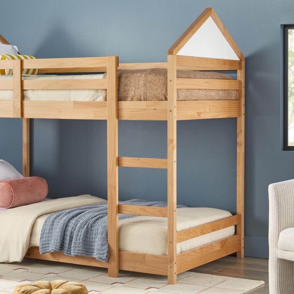 Walker Edison Skyler Twin over Twin Bunk Bed in Natural Pine, , large