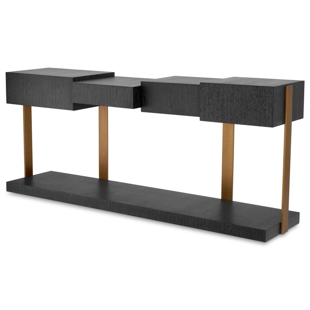 Eichholtz Nerone Console Table in Charcoal Grey and Brushed Brass, , large