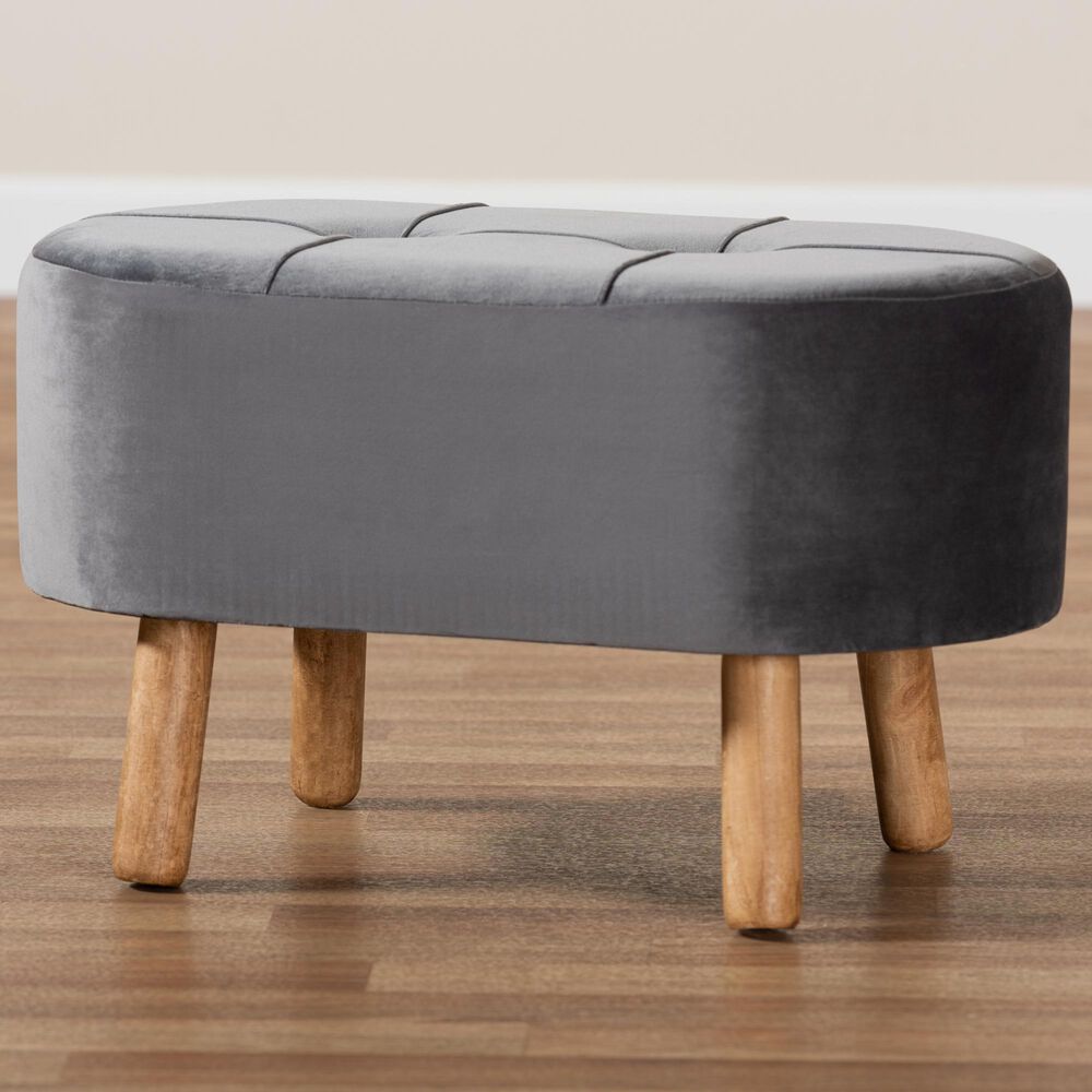 Baxton Studio Simone Ottoman in Grey/Natural, , large