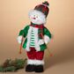 The Gerson Company 20"H USB Electric Animated Fabric Skiing Snowman in Green, , large