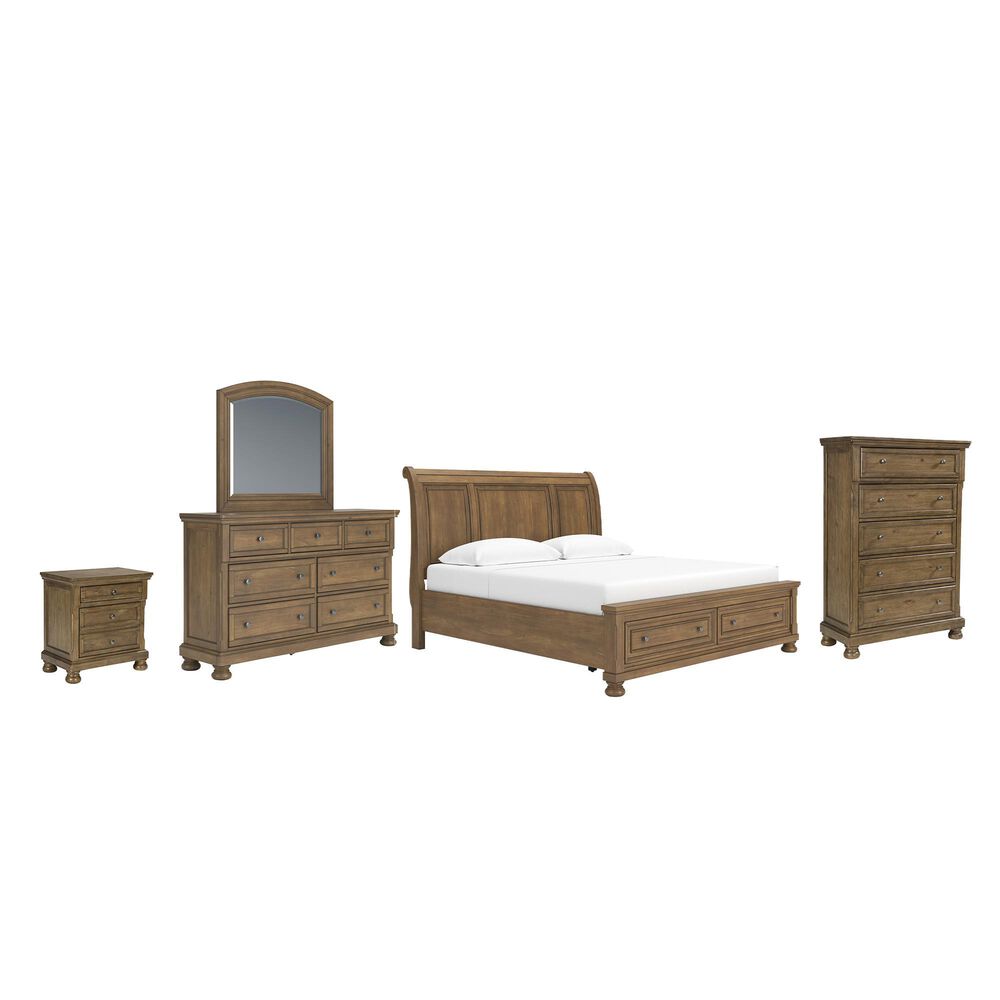 Ashley Feddinger 5-Piece King Storage Bedroom Set in Chestnut Brown, , large