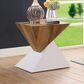 Furniture of America Sweeney End Table in White and Natural Tone, , large