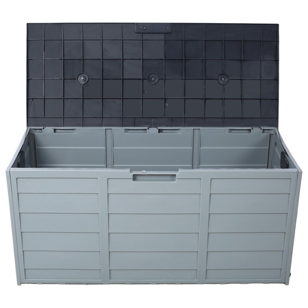 Hearth and Haven 75-Gallon Outdoor Plastic Deck Box with Built-In Wheels in Gray, , large